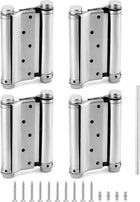 QWORK Heavy Duty Cafe Saloon Bars Door Swing Hinges, 4 Pack 5" Stainless Steel Self Closing Swing Hinges, Double Action Spring Door Hinges, Including Pins and Screws