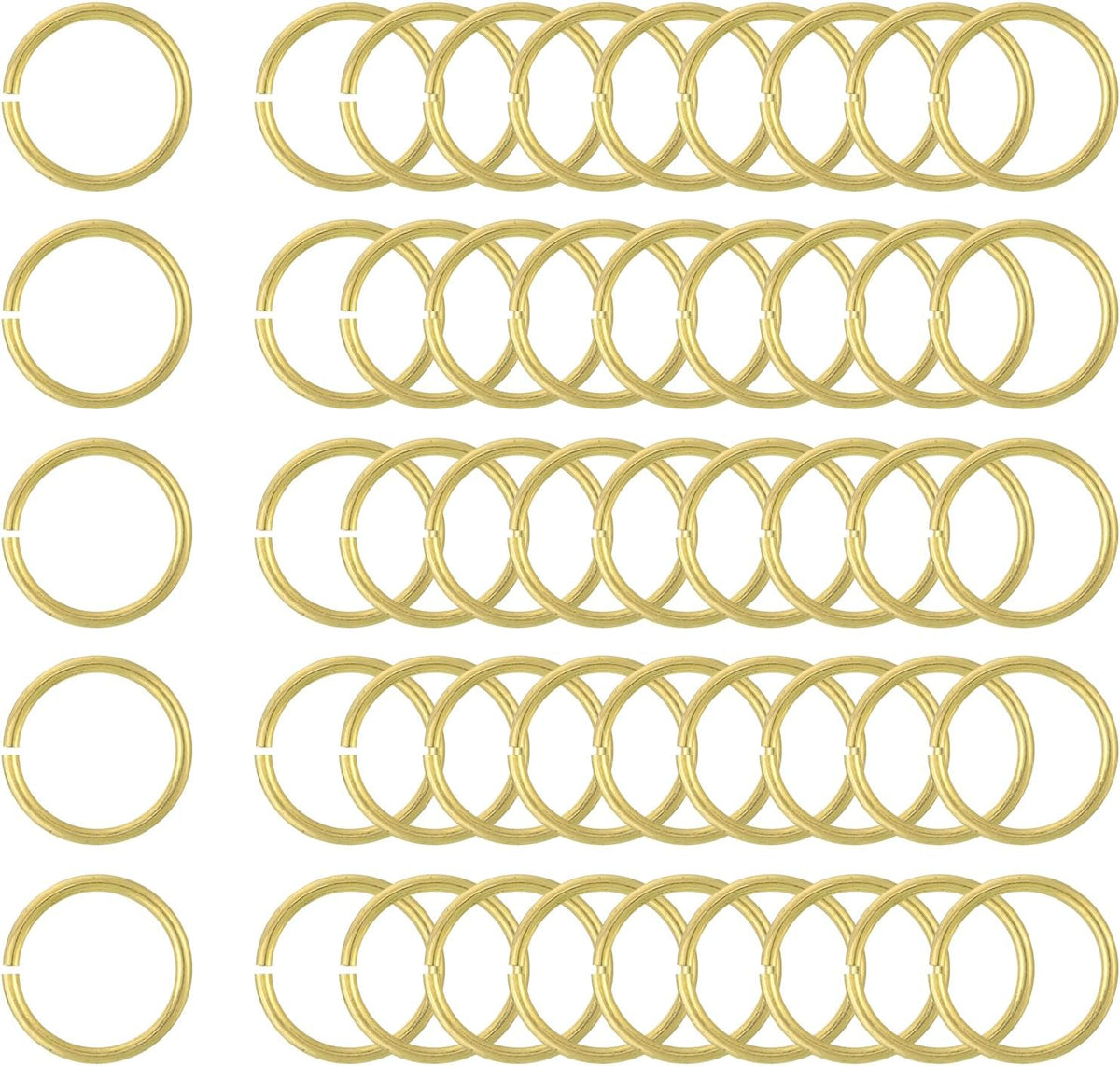 50Pcs Open Jump Rings, 15mm/0.59" OD Brass Jump Ring Connectors 1.5mm Thick O Rings for Necklaces Bracelet Jewelry Making Keychain DIY Craft, Gold Tone