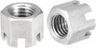M12x1.75mm Hexagon Slotted Nut, Grade 6.8 304 Stainless Steel Hex Castle Nuts, Silver Tone, 2Pcs