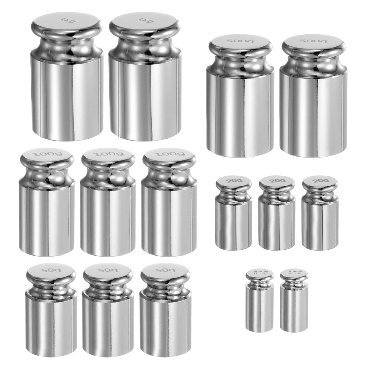 15pcs Calibration Weight Set 10g 20g 50g 100g 500g 1kg M1 Precision Chrome Plated Steel for Digital Balance Scales