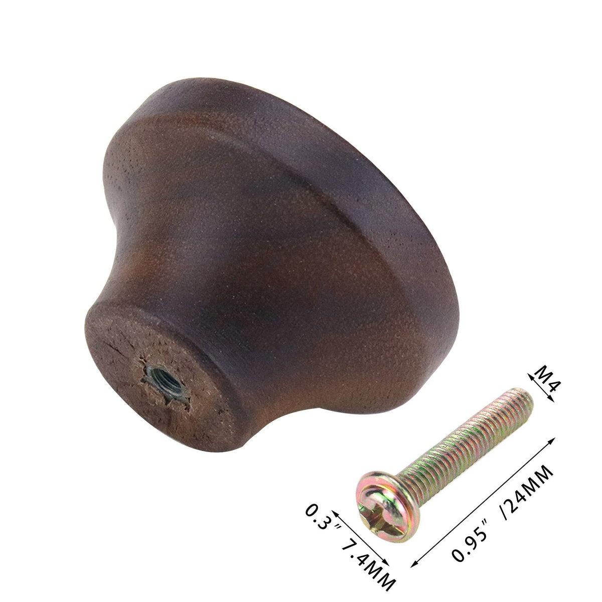 LinkMejor 6PCS Roda de Madeira Single Buraco Gaveta, 1.56" maçanetas de Gabinete