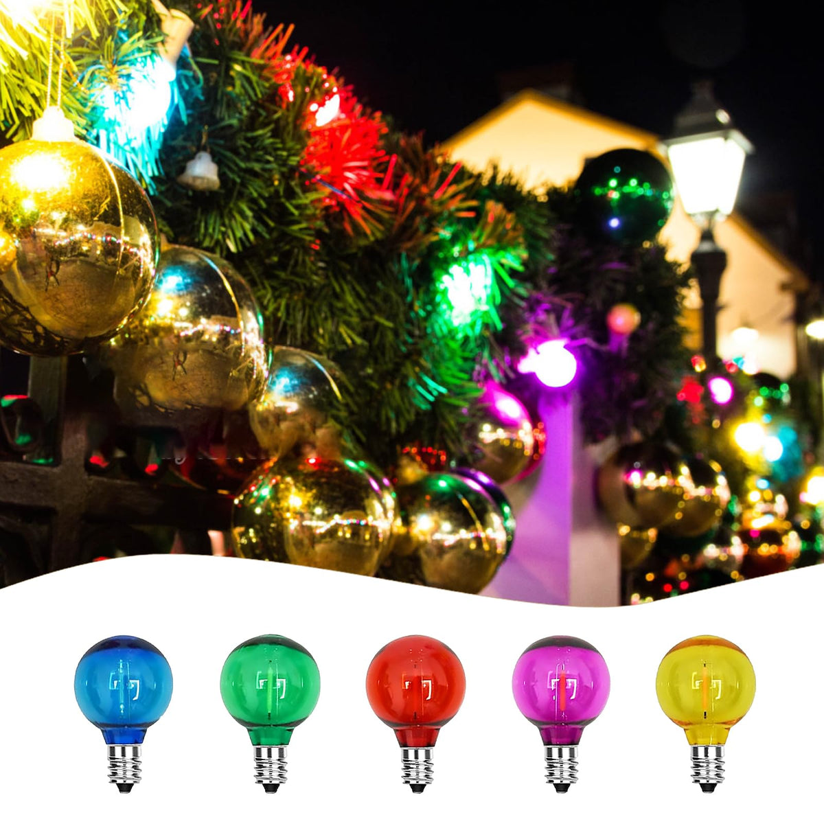 LinkMejor G40 Luminari de Replacare LED, 0.6W Glob Multicolor, Bază E12, 25PK