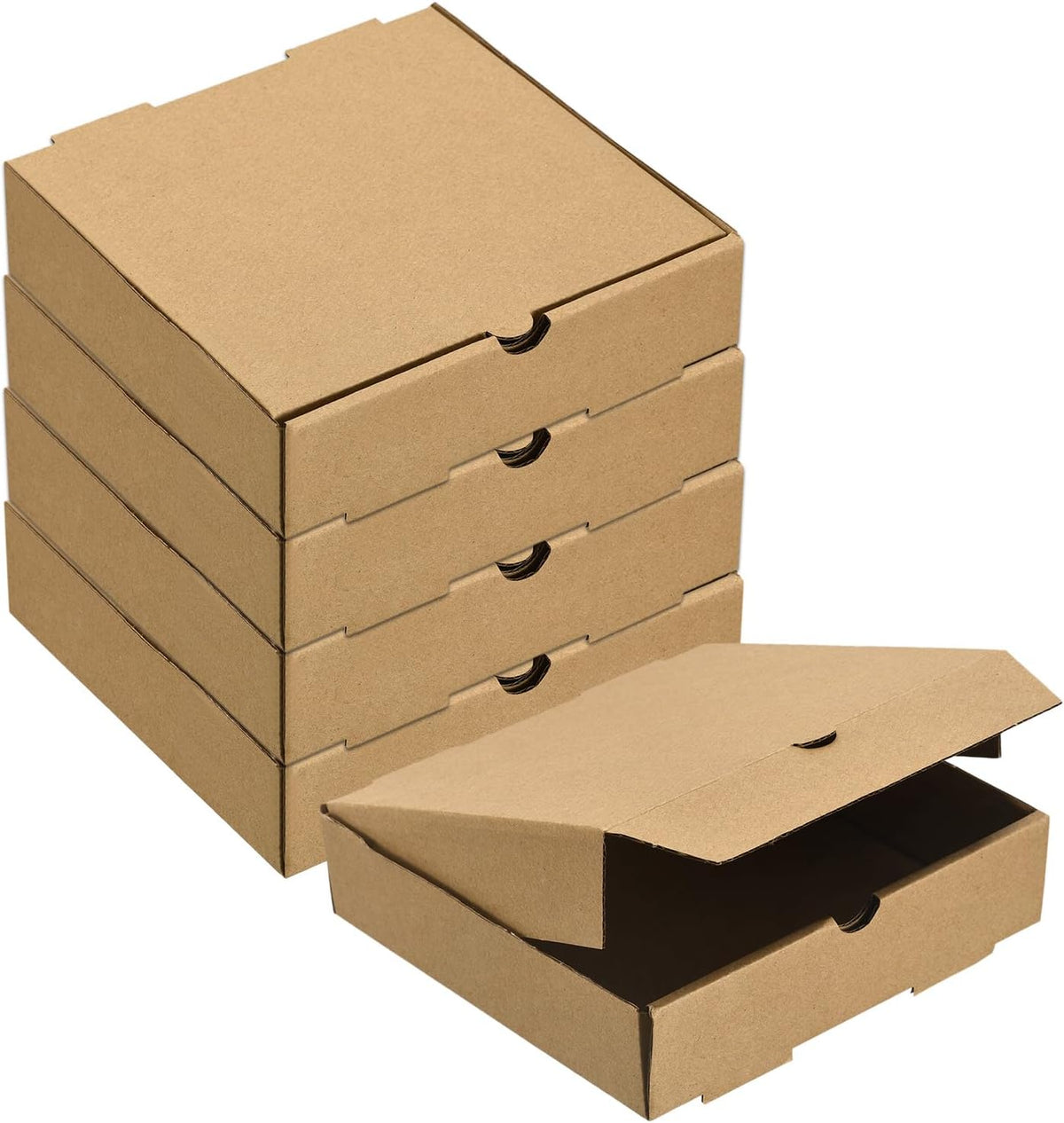 Pizza Box, 5pcs 18x18 Inches - Cowhide Paper Mini Pizza Boxes, Square Corrugated Storage Container for Cake Cookies Pizza Party (Brown)
