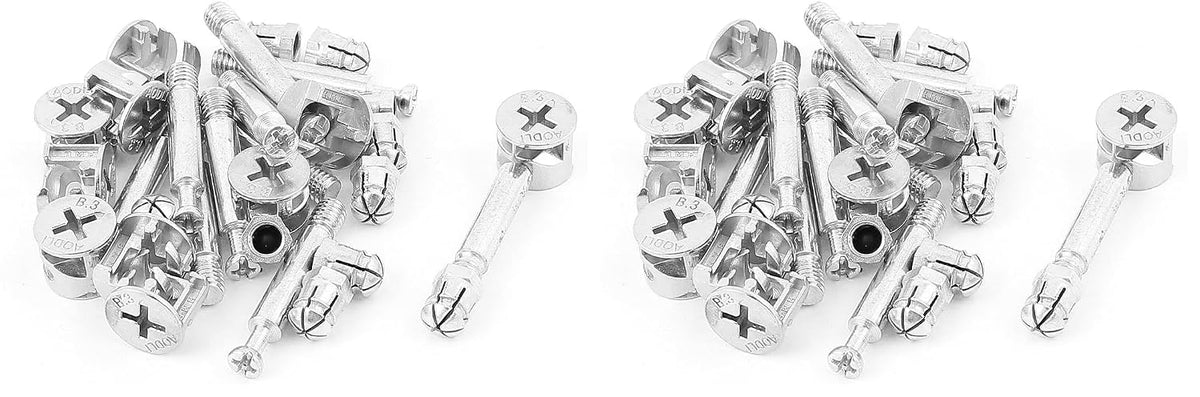 3-in-1 Furniture Connecting Kit 15mm OD Cam Fitting, M6x40mm Dowel Screws, 8.2mm OD Pre-Inserted Nut 10 Sets (Pack of 2)