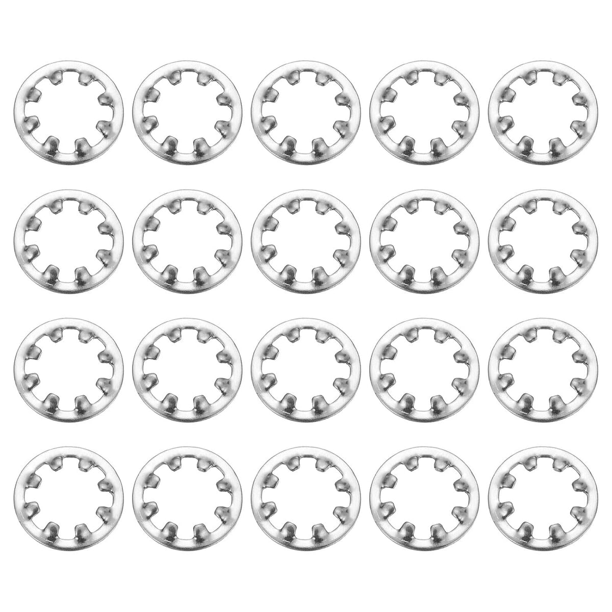 20Pcs 5/16 Internal Tooth Lock Washer, 304 Stainless Steel Multi-Tooth Star Washer Locking Fastener, Silver Tone