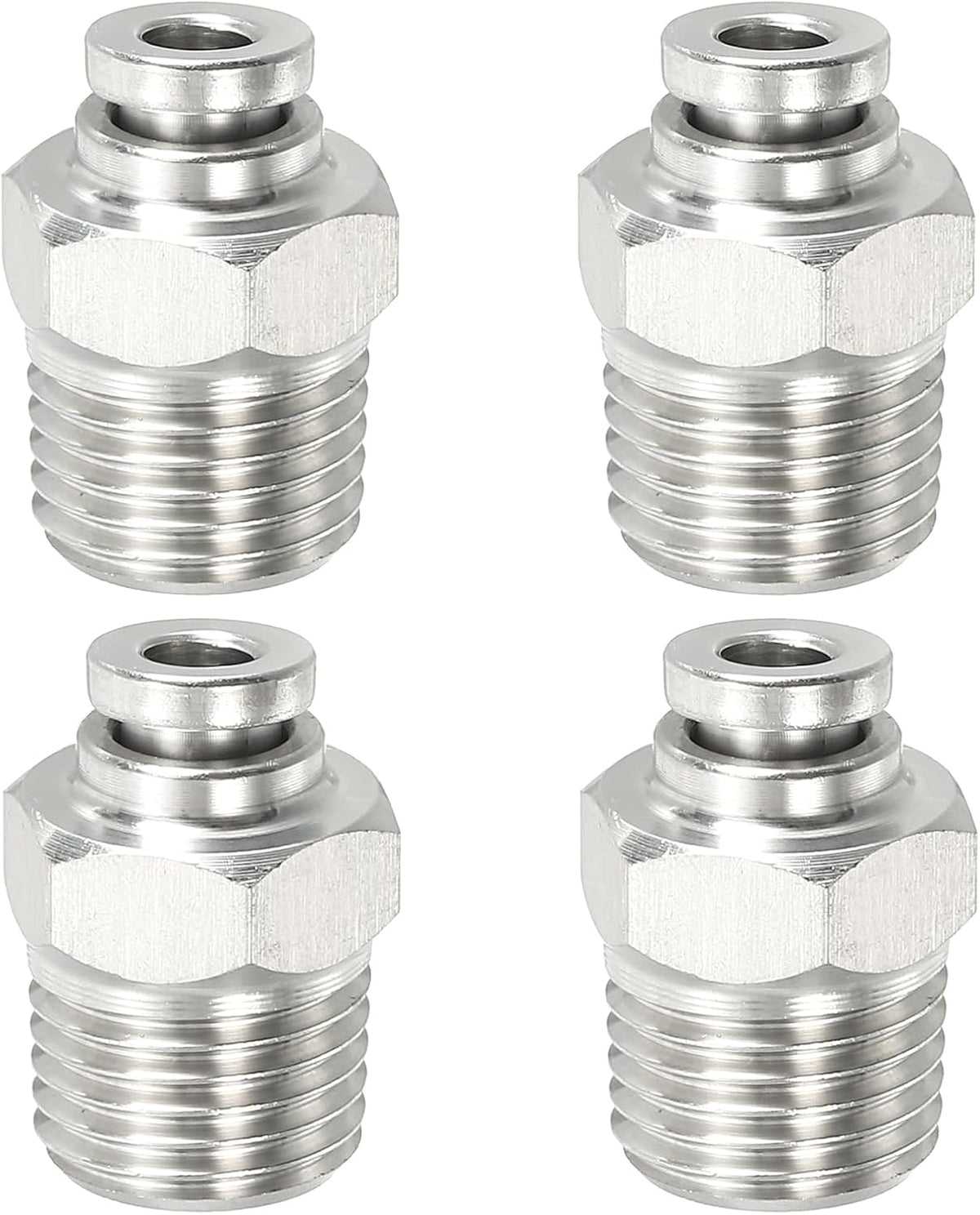 Push to Connect Fitting, 4 Pcs 304 Stainless Steel PC Male Straight 5/32" Tube OD x 1/4" NPT Thread Push to Connect Tube Fitting Pneumatic Push Lock Fitting
