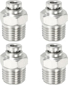 Push to Connect Fitting, 4 Pcs 304 Stainless Steel PC Male Straight 5/32" Tube OD x 1/4" NPT Thread Push to Connect Tube Fitting Pneumatic Push Lock Fitting