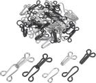 50 Sets Sewing Hooks and Eyes Closure Set, Copper Metal Rust Proof 36mmx12mm Large Black & Silver Tone Bra Hooks Replacement for Trouser Skirt Dress Pants