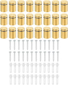 24 Pcs Standoff Screws, 3/4" x 1" Stainless Steel Advertising Screws Wall Standoff Mounts Hardware for Acrylic Picture Frame Glass Signs Hanging, Gold