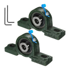 2pcs UCP201 Pillow Block Bearings 12mm Bore Self Alignment, Solid Cast Iron Base Mounted Chrome Steel Bearings