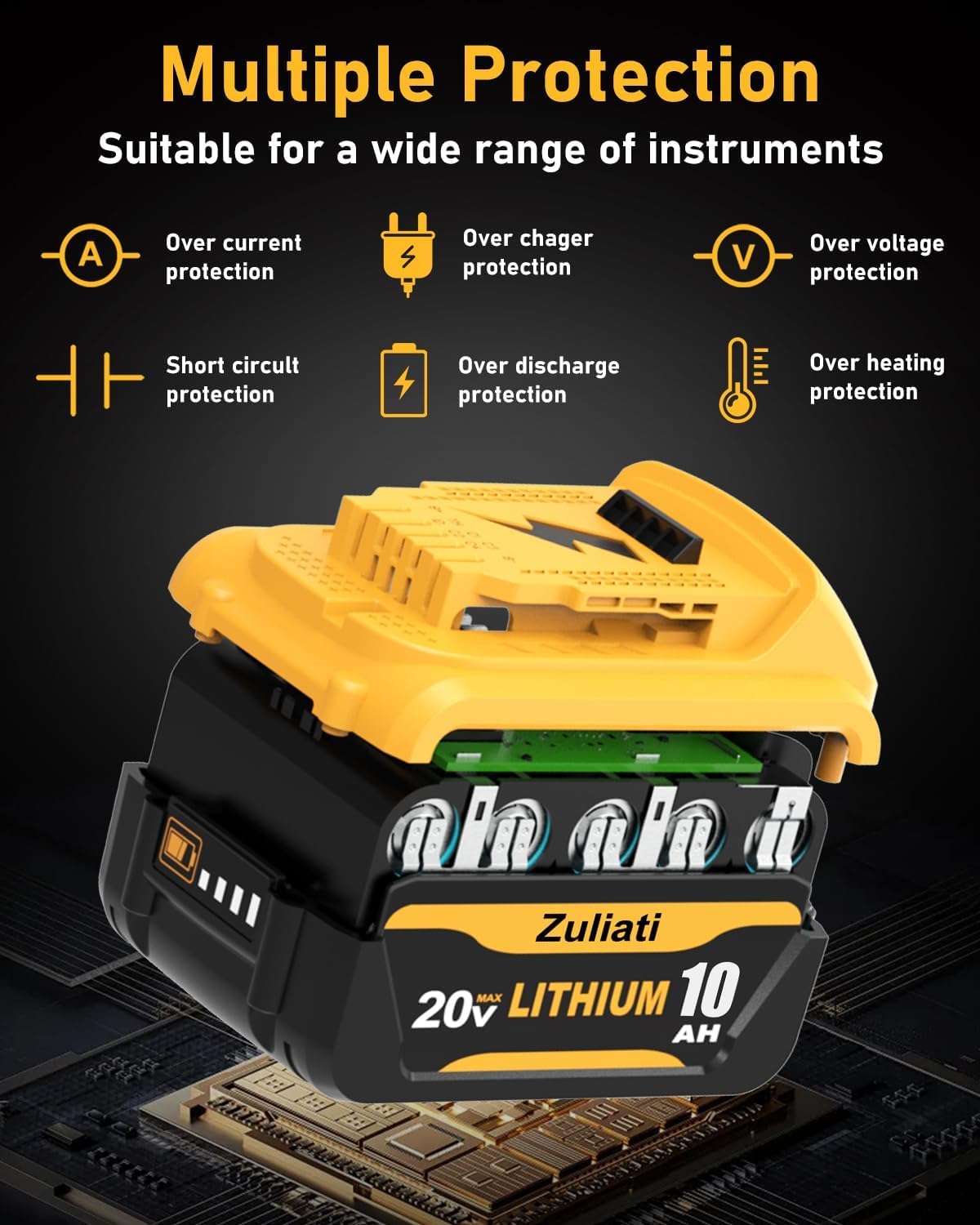LinkMejor DCB206 10.0Ah Înlocuitor pentru baterie Dewalt 20V (2Pachet)