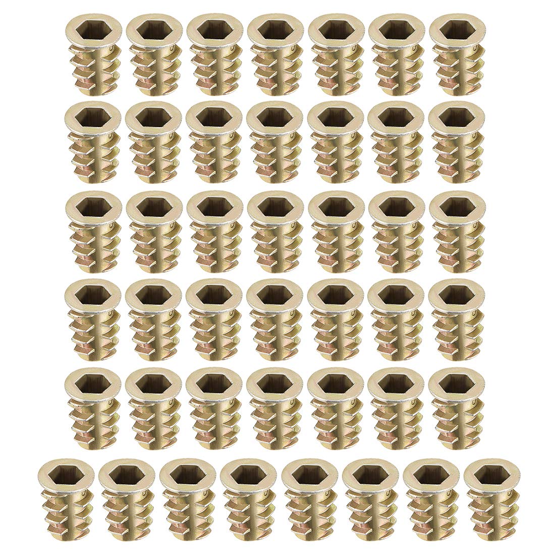 Furniture Threaded Insert Nuts Zinc Alloy M6 Internal Threads 14mm Length 50pcs