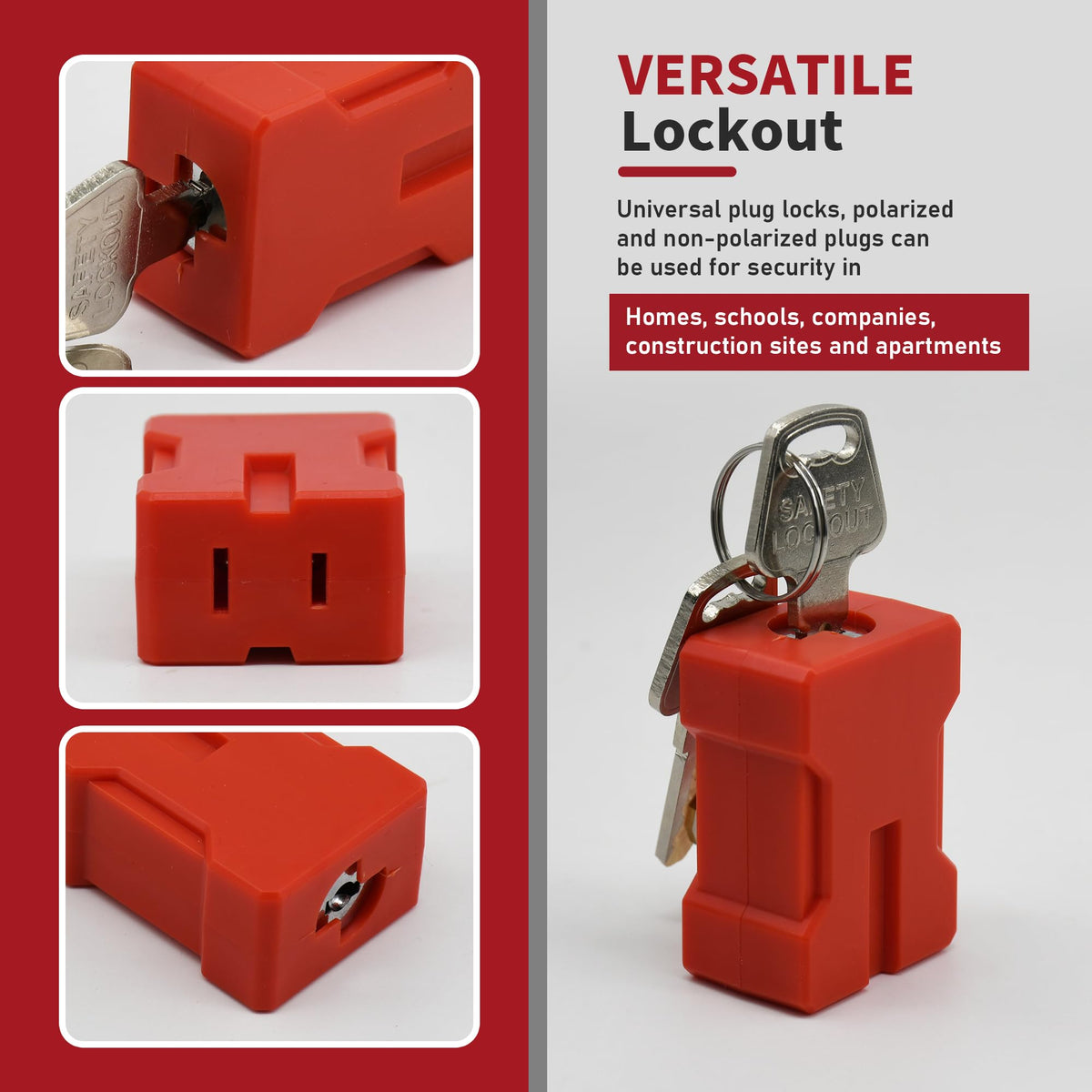 LinkMejor 8 Plug Lockout Device for Kabler Elektriske, Passer til 2 og 3 Tand
