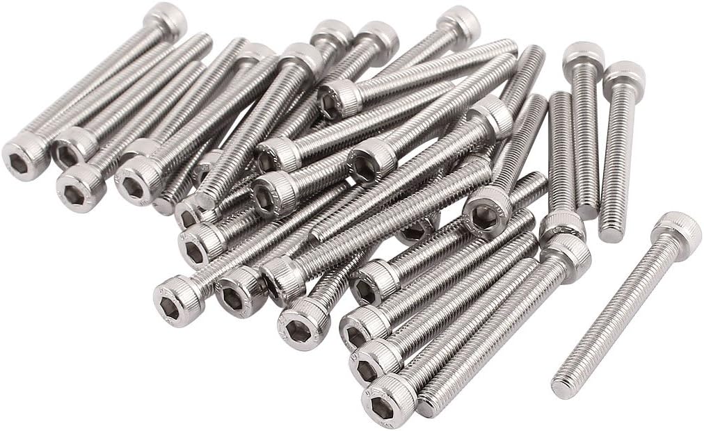 M5x40mm Thread 304 Stainless Steel Hex Socket Head Cap Screw Bolt DIN912 35pcs