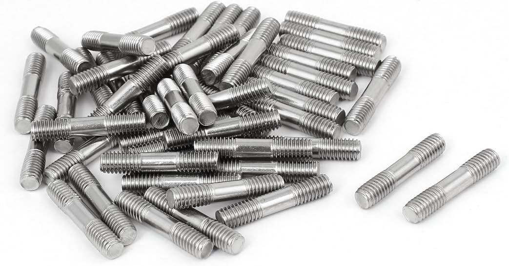 M6x30mm 304 Stainless Steel Double End Threaded Stud Screw Bolt 50pcs