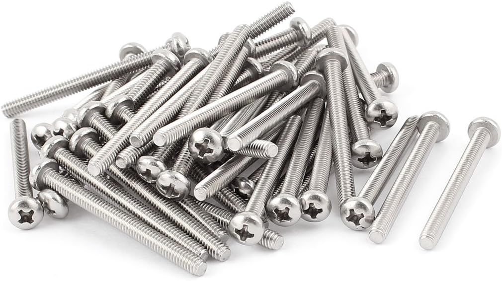 50 Pcs M4x50 Stainless Steel Phillips Pan Head Machine Screws Bolts