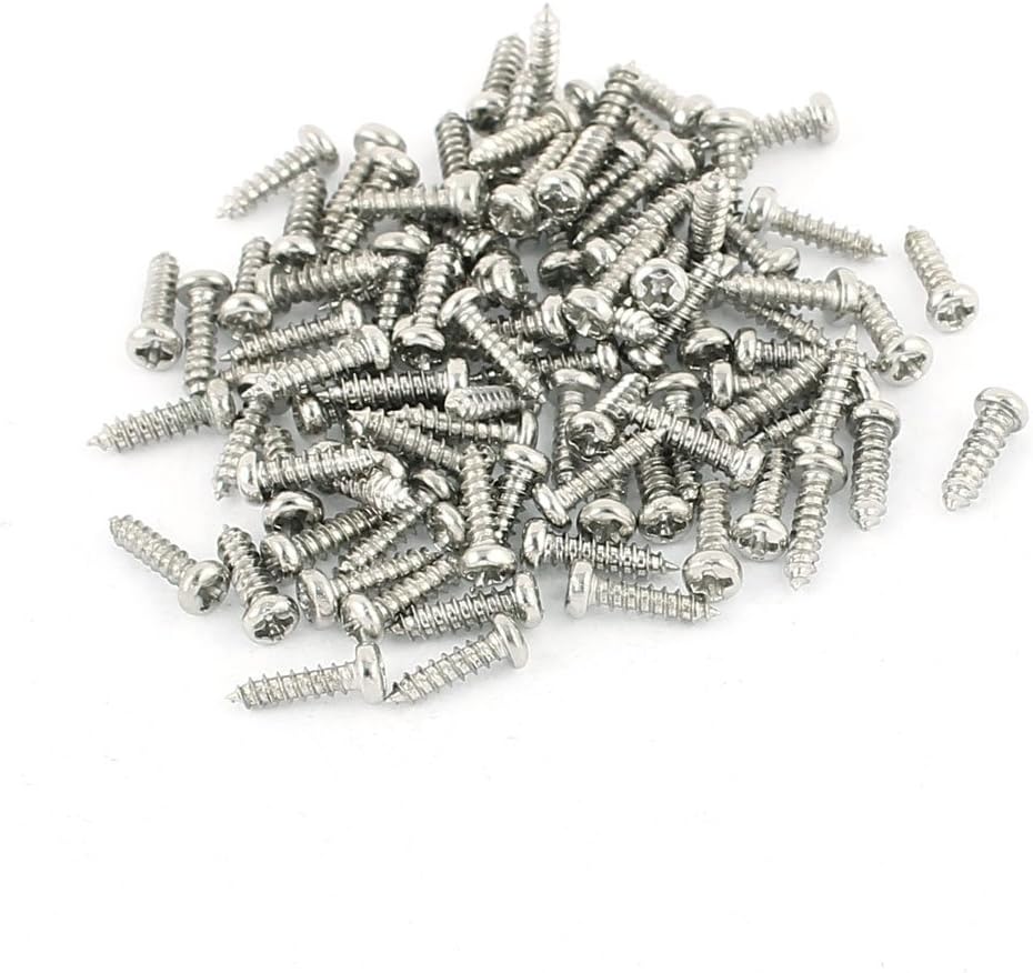 100 Pcs M2 x 8mm Stainless Steel Flat Head Self-Taping Screws
