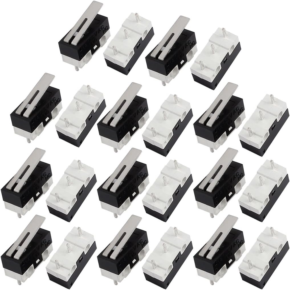 20Pcs 125V 1A 3 Terminals Momentary 13mm Lever Arm Micro Switch Black KW10