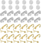 Clip-on Earring Converter with Silicon Earring Pads, 24Pcs - Clip-on Earring Findings, Earring Clips for Non-Pierced Ears with Easy Open Loop (Imitation Gold & White)