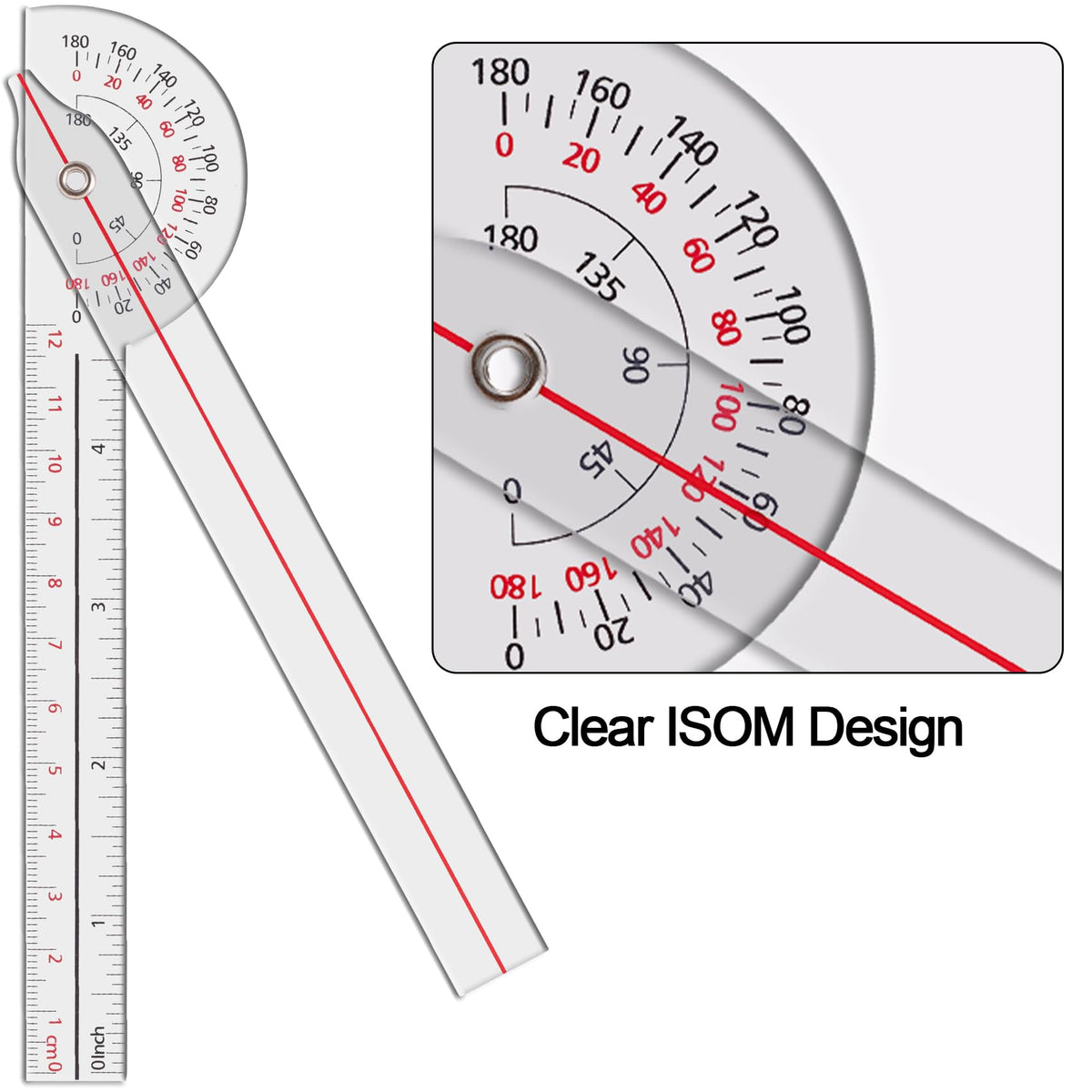 LinkMejor 1 PCS Goniometer 6 inch, 180 Graden (Plastic)