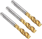 3pcs Spiral Flute Thread Tap M8 x 1 H2 Metric Machine Threading Tap Bit, Titanium Coated Screw Tapping Repair Tool, M2 High-Speed Steel (HSS)