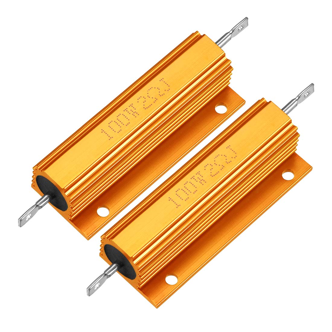 Aluminum Case Resistor 100W 2 Ohm Wirewound Yellow for LED Replacement Converter 100W 2RJ 2pcs