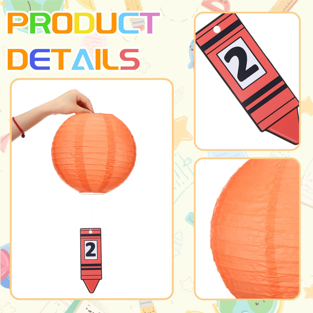 LinkMejor 6 Pcs Neon Papel Lâmpadas para Sala de Aula, 10" Lápis