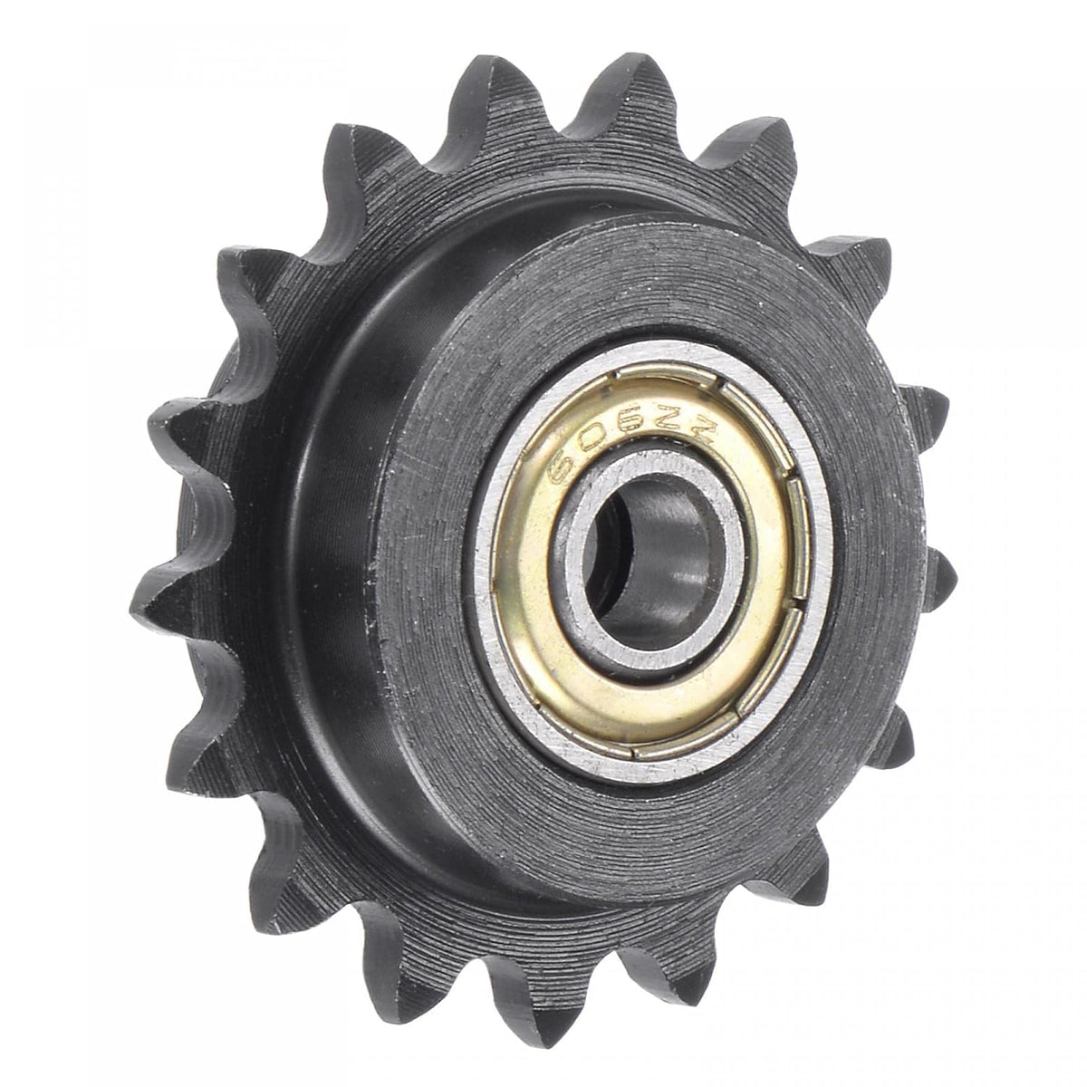 #25 Chain Idler Sprocket, 6mm Bore 1/4" Pitch 17 Tooth Tensioner, Black Oxide Finish C45 Carbon Steel with Insert Double Bearing for ISO 04C Chains