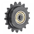 #25 Chain Idler Sprocket, 6mm Bore 1/4" Pitch 17 Tooth Tensioner, Black Oxide Finish C45 Carbon Steel with Insert Double Bearing for ISO 04C Chains