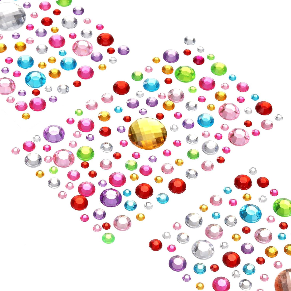 570 Pcs Gems Stickers for Crafts, 5 Sheet Self-Adhesive Gems Bling Mixed Shape Rhinestone Stickers, Crystal Crafts Jewelry Stickers for Party Table Decorations, Multicolor