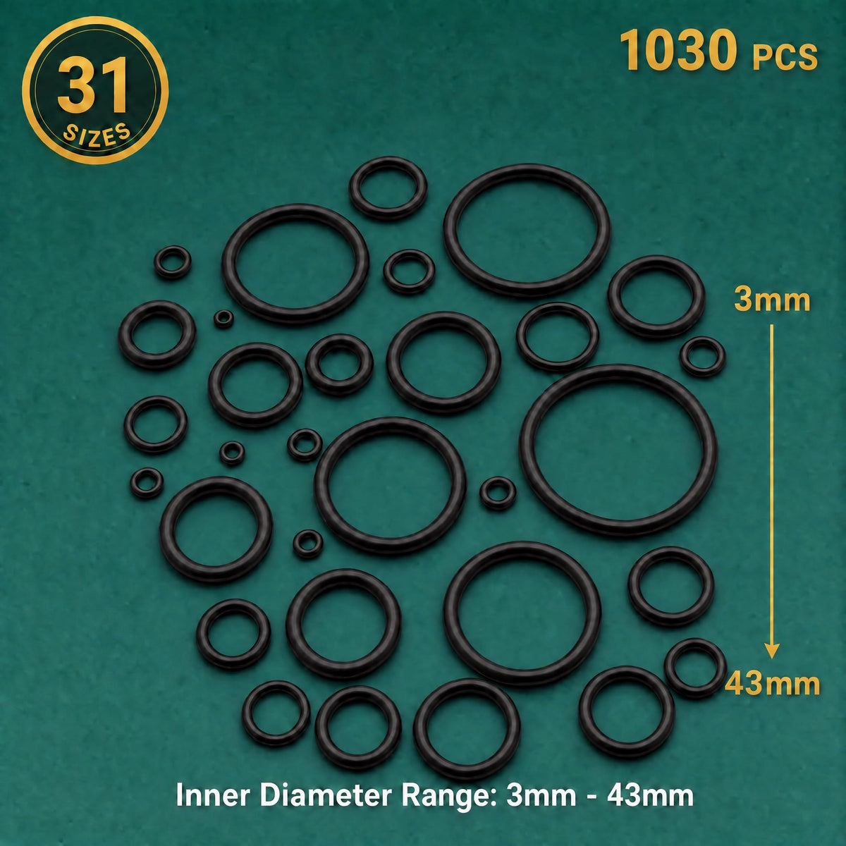LinkMejor 1030PCS Nitrilgummi-O-Ring-Sortiment-Set in 31 Größen