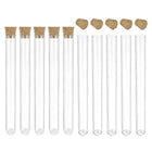 20Pcs PS Plastic Test Tubes with Cork Stoppers, Round Base, 16x150mm, Storage Container for Scientific Experiments Sample Display Decorations