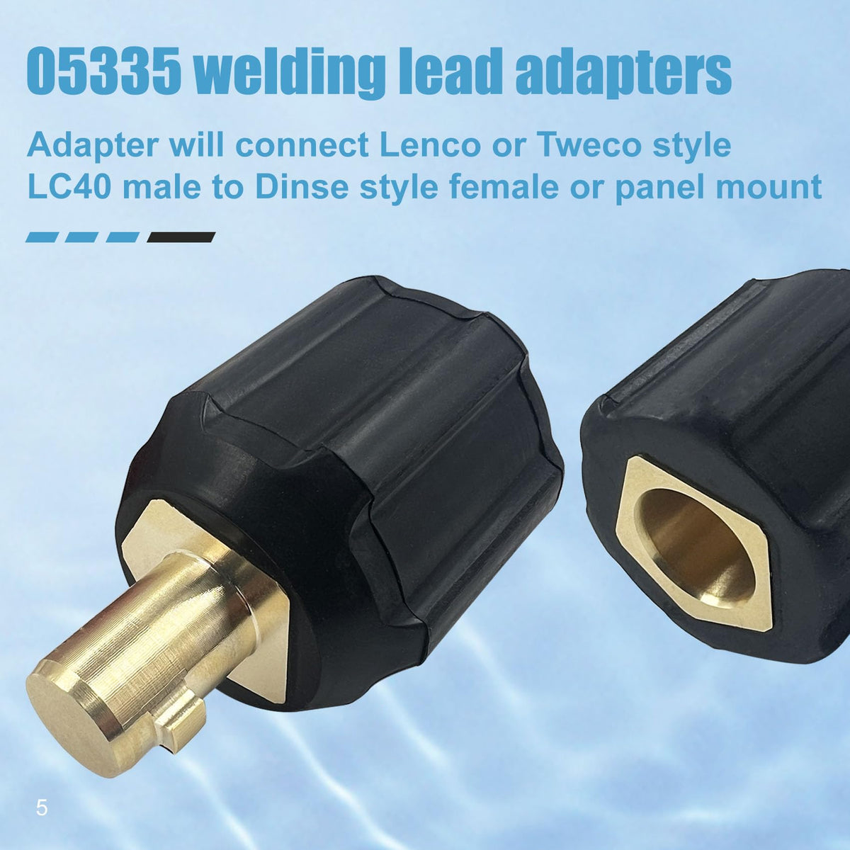 05335 Welding Leads Adapter Set, Dinse-Type Machine Plug Connector, 2 Pack