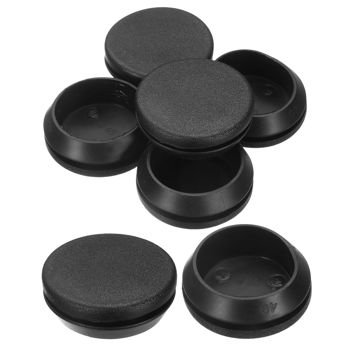 5pcs Silicone Rubber Hole Plugs, Arc Flat Bottle Hole Stoppers for 40-41mm Inner Snap in Type Locking Plug Cover for Furniture Accessory, Black