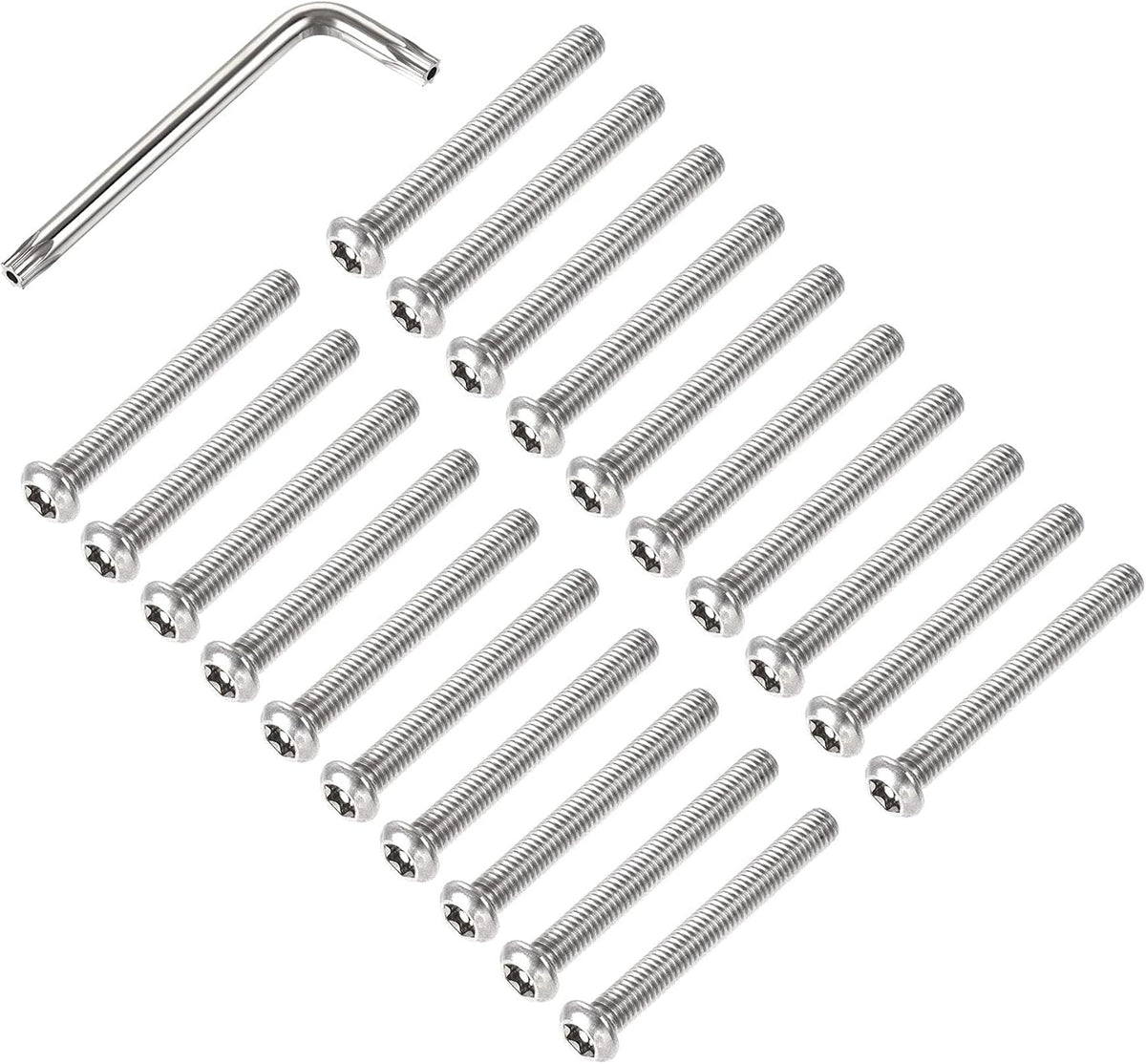 M6x50mm Torx Security Machine Screw, 20pcs Pan Head Screws Inside Column, with T30 L-Type Wrench, 304 Stainless Steel Fasteners Bolts
