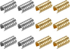 200Pcs Leather Rope Clips, 5.5x11mm Foldable Cylindrical Cord End Crimp for Lanyard, Tassel, DIY Crafts (100 x Silver Tone, 100 x Gold Tone)