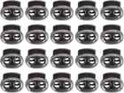 LinkMejor 20 Pcs Plastic Cord Locks Spring Stopper Double Hole Toggle Fastener Stopper Rope End for Drawstrings Clothing, Shoe, Bags, Tie-Downs, 20 x 18mm Metal Black