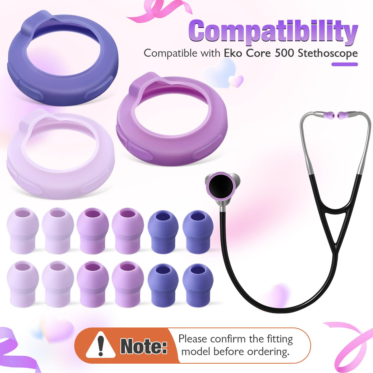 LinkMejor 3 Silicone Protective Cover & 12 Ear Tips Replacement, Purple