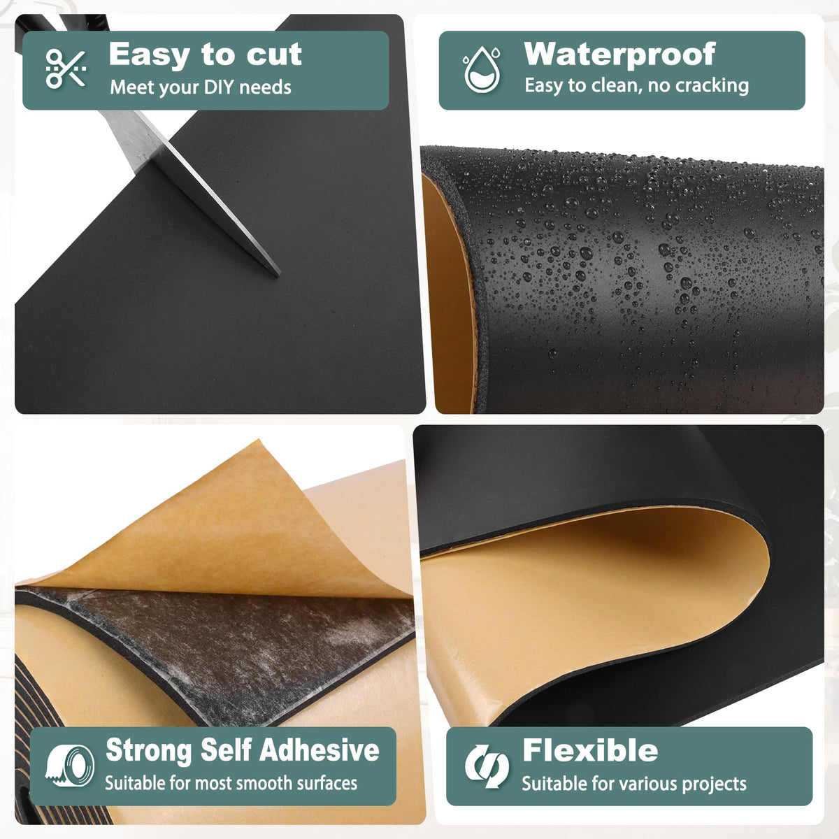 LinkMejor Spuma Neopren cu Umplutură din Spumă cu Celule Închise Adhesive, Negru