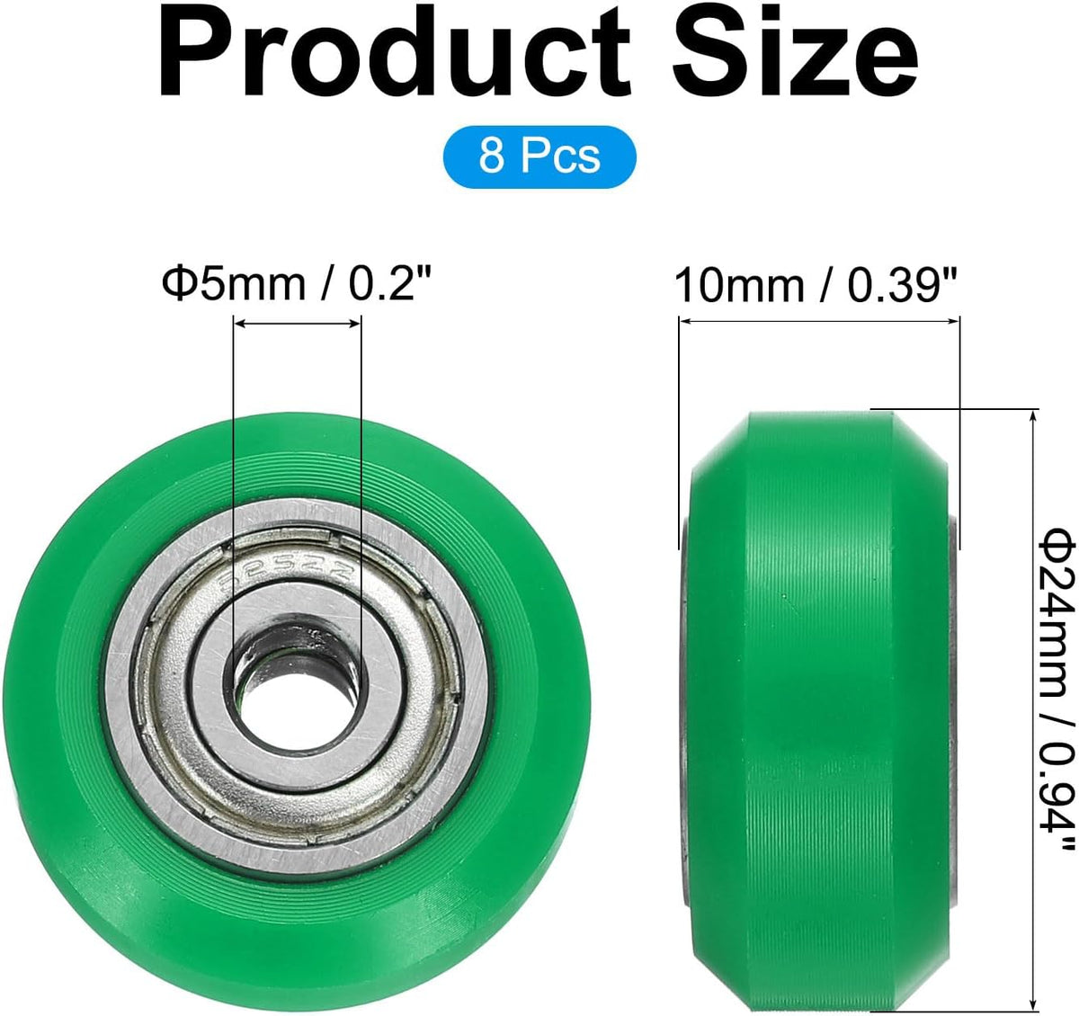 8Pcs 3D Printer Koło z Linearne Wózki 625ZZ, Plastikowe Koło Pomocnicze dla 3D Printer, Żółte