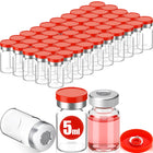 LinkMejor 50 Adet 5ml Steril Vial, Enjeksiyon İçin Boş Vial, Kırmızı Kapağı