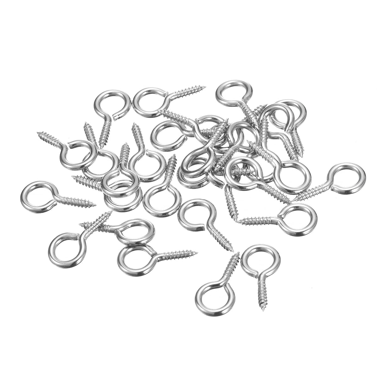 10Pcs Augenschrauben, 304 Edelstahl 22x11mm kleine selbstbohrende Schraubenhaken Ring Mini Augenklammern für DIY Handarbeit Holz Ton Anhänger Korkflaschen, Silber