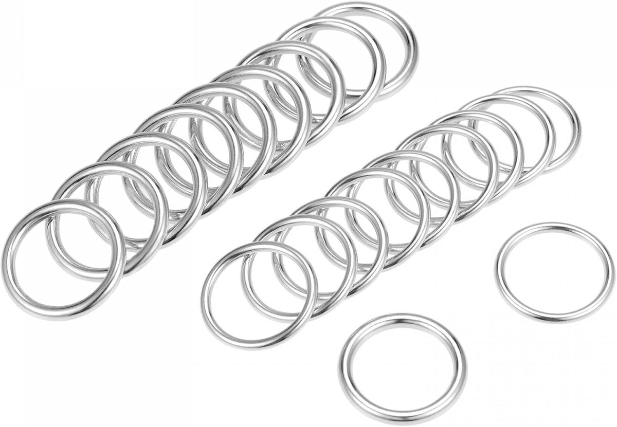 LinkMejor 20mm 25mm O Ring Buckle Welded for Hardware Craft DIY Silver Tone Total 50pcs