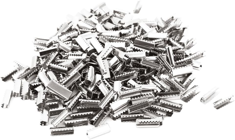 LinkMejor® Metal DIY Ribbon Ends Crimp Clip Beads Connector 500PCS Silver Tone