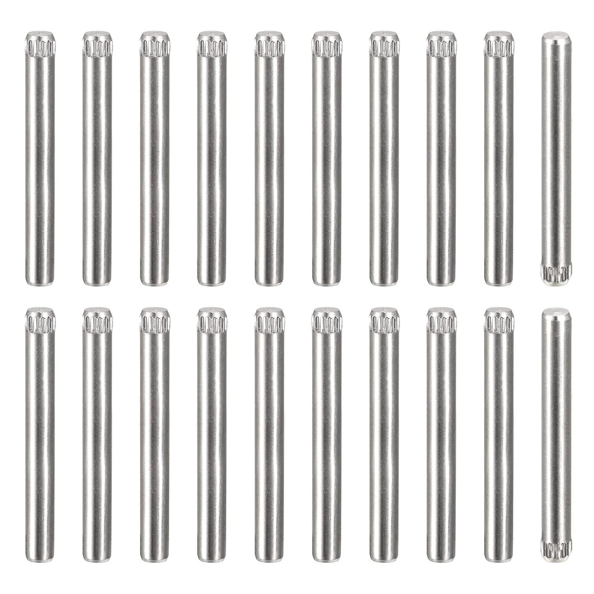 4x40mm 304 Stainless Steel Dowel Pins, 20Pcs Knurled Head Flat Chamfered End Dowel Pin, Wood Bunk Bed Shelf Pegs Support Shelves Fasten Elements