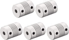 5mm to 6.35mm Aluminum Alloy Shaft Coupling Flexible Coupler Motor Connector Joint L25xD19 Silver,5pcs