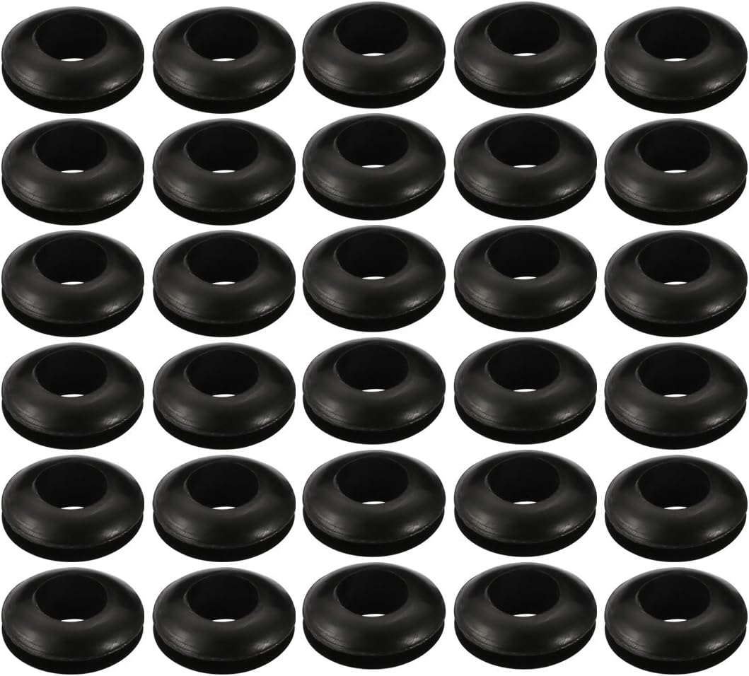 30pcs Wire Protective Grommets Black Rubber 8mm Double Sided Grommet