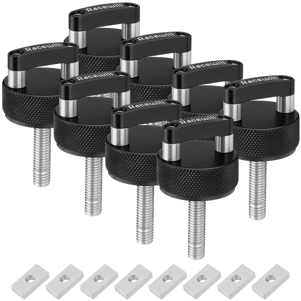LinkMejor 8PCS Hard Top Quick Removal Fastener Thumb Screws with Nut Plates