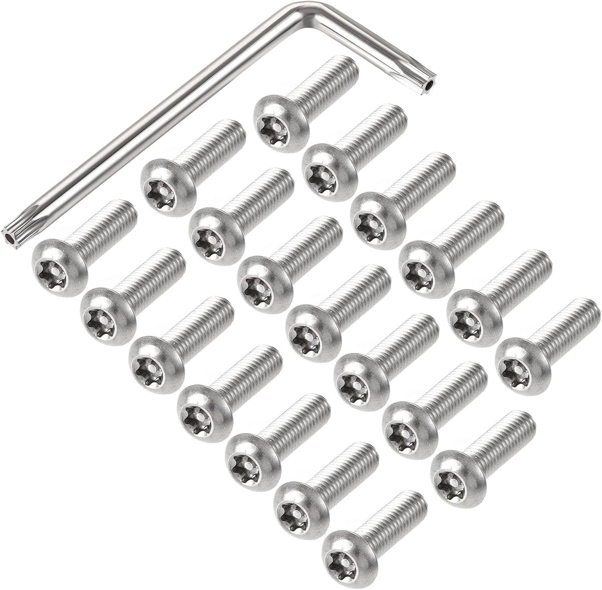 M8x25mm Torx Security Machine Screw, 20pcs Pan Head Screws Inside Column, with T40 L-Type Wrench, 304 Stainless Steel Fasteners Bolts