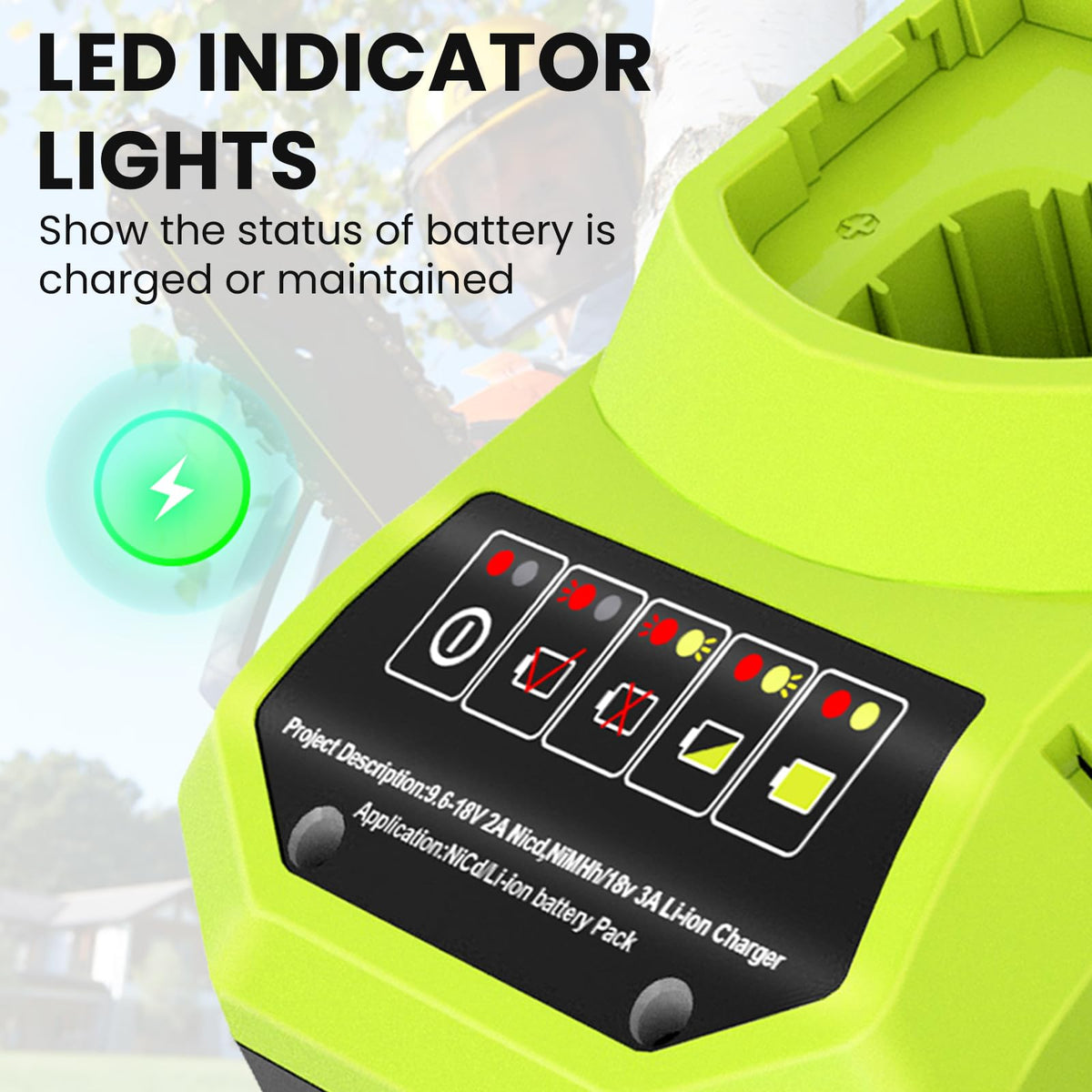 LinkMejor P117 Rapid Charger Erstatning til Ryobi 18Volt Lader